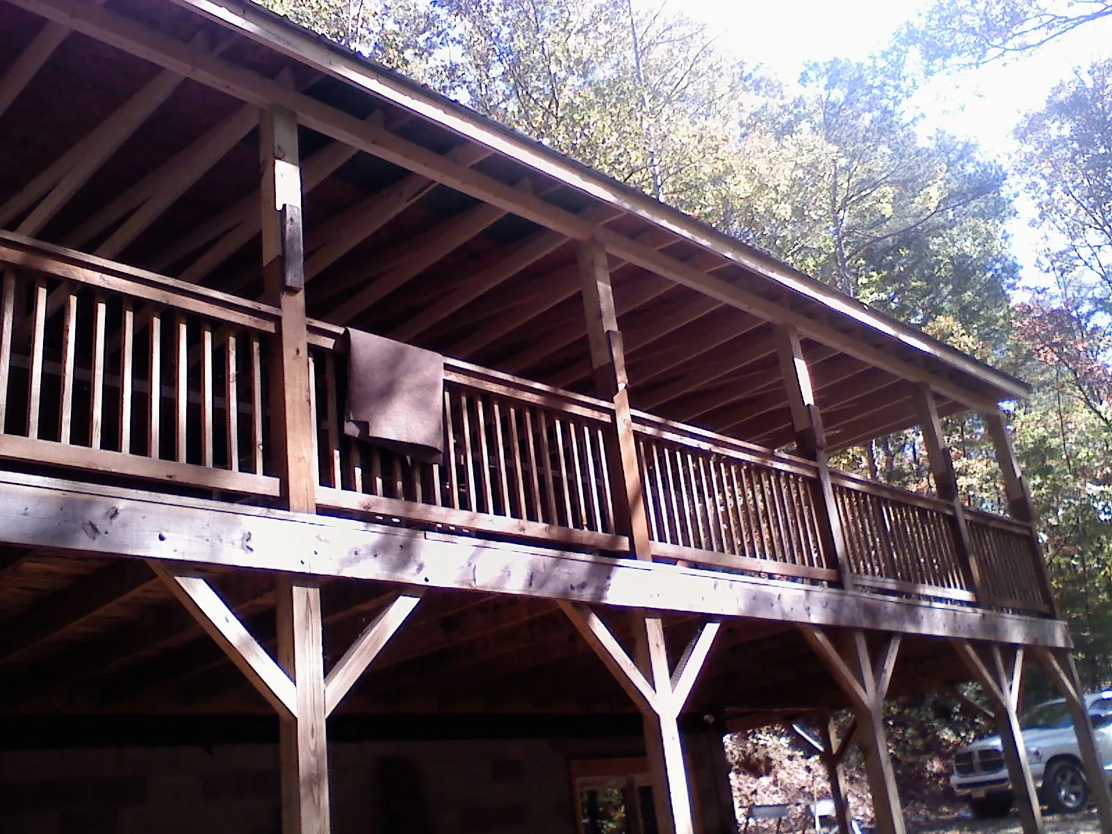 Timber framing under a new elevated porch and deck — Roof Leak Repair in Louisville by Roofing Brothers